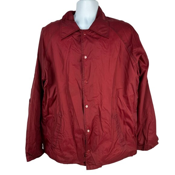 Wedgefield Mens Burgundy Snap Front Nylon Coat Large Lightweight Jacket - Picture 1 of 5